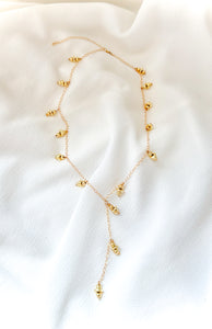 Gold Beads Lariat Necklace