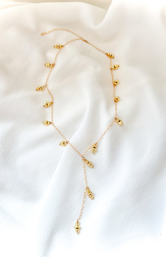 Gold Beads Lariat Necklace