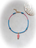 Royal Blue Beads + Soft Pink Fish