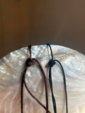 Reversible Round Nacar Pendant Espresso Satin Cord