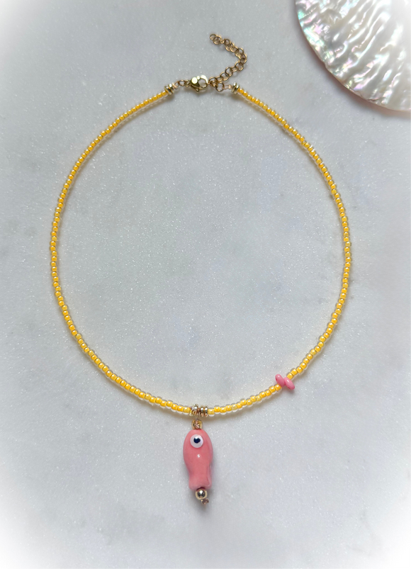 Marigold Beads + Soft Pink Fish