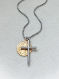 Saint Benedict Medal and Cross Metal Mix Necklace