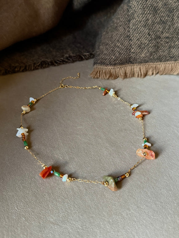 Gemstones and Dainty Chains Necklace