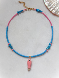 Royal Blue Beads + Soft Pink Fish