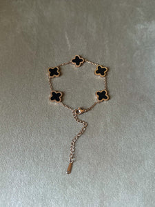 Rose Gold Black Clover Bracelet