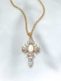 Virgin Mary Pearl Rhinestone Cross Necklace