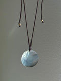 Reversible Round Nacar Pendant Espresso Satin Cord