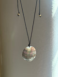 Reversible Round Nacar Pendant Espresso Satin Cord