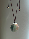 Reversible Round Nacar Pendant Espresso Satin Cord