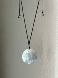 Reversible Round Nacar Pendant Black Cord