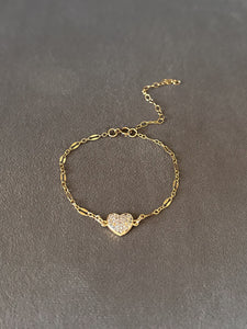 Minimalist Rhinestone Small Heart Bracelet