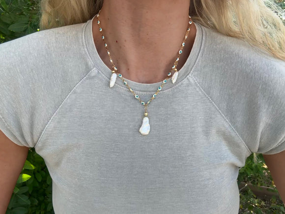 Evil Eye Pearl Necklace