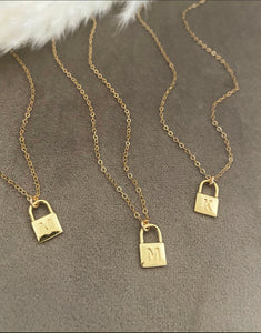 Lock Initial Chain Necklace